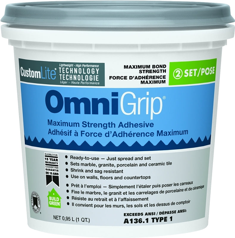 Addagrip Quick Tile Custom OmniGrip COGAQT Tile Adhesive, White, 1 qt Pail – big-apple ...